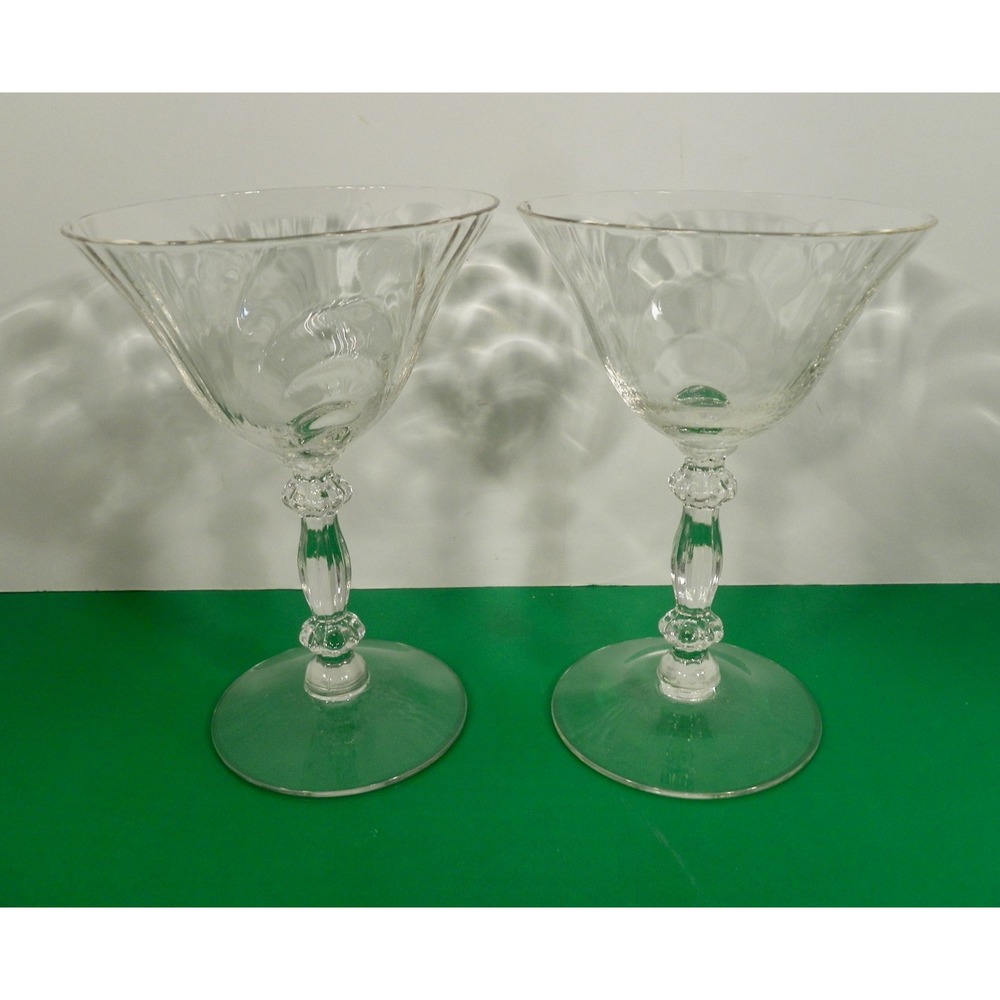 2 Cambridge CAPRICE Clear Champagne Tall Sherbet Goblets Stem #300